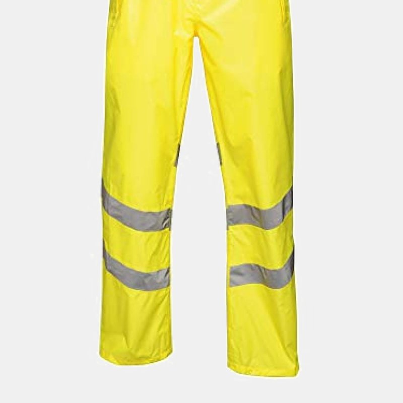 Regatta Unisex Hi Vis Pro Reflective Packaway Work Over Trousers In Yellow