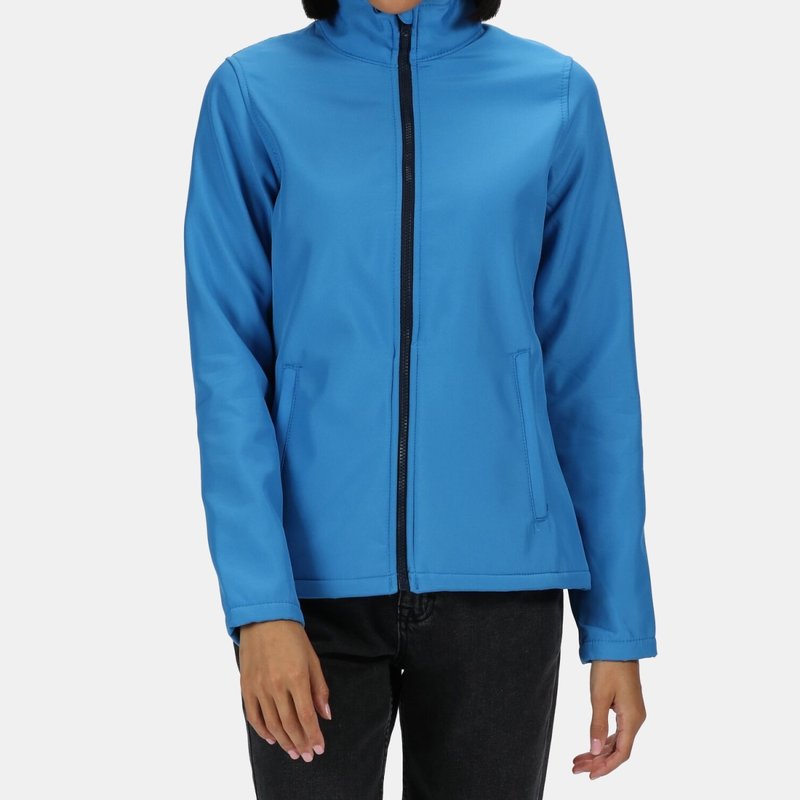 Shop Regatta Womens/ladies Ablaze Printable Softshell Jacket In Blue