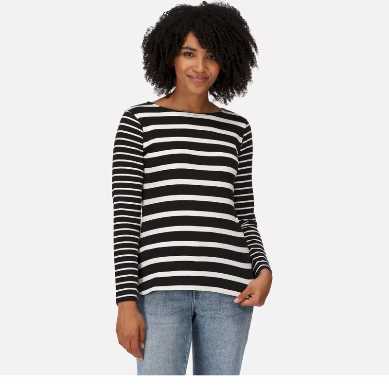 Regatta Womens/ladies Farida Striped Long-sleeved T-shirt In Black