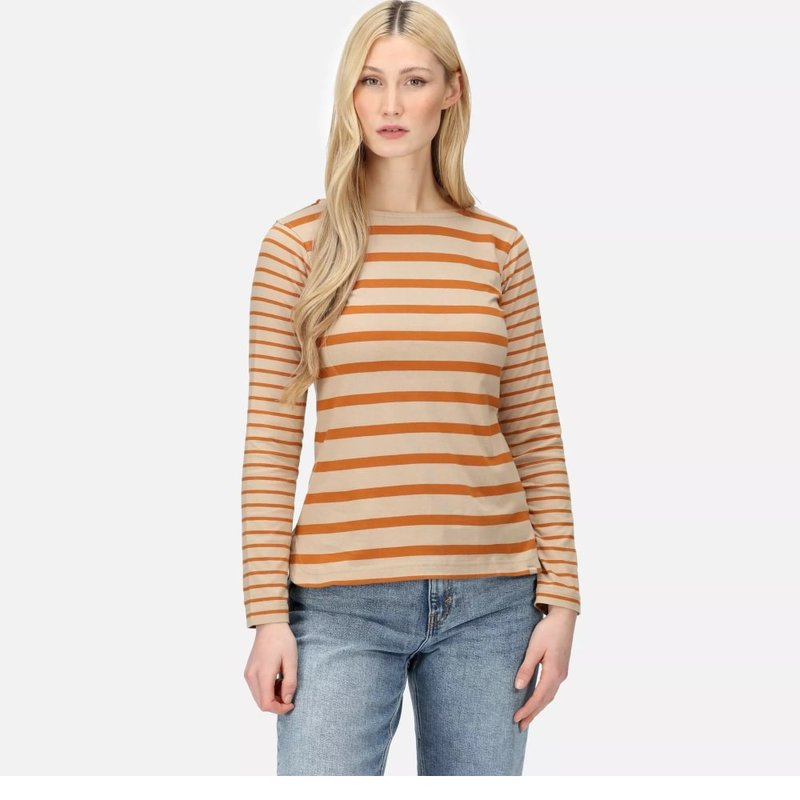 Regatta Womens/ladies Farida Striped Long-sleeved T-shirt In Brown