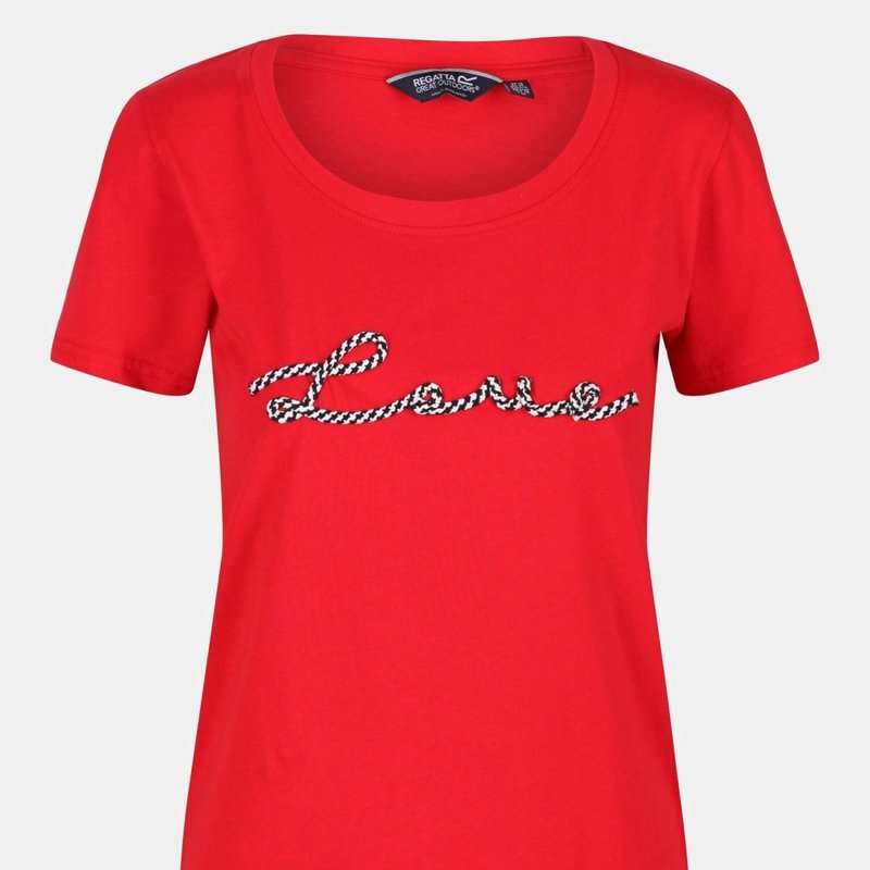 Regatta Womens/ladies Filandra Vi Love T-shirt In Red