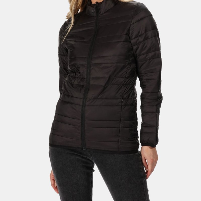 Shop Regatta Womens/ladies Firedown Baffled Quilted Jacket In Black