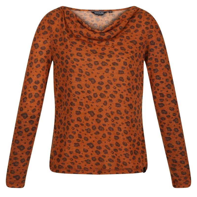 Regatta Womens/ladies Frayda Leopard Print Cowl Neck Top In Brown