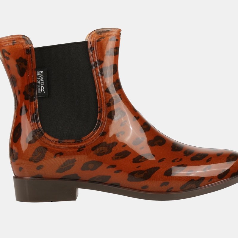Regatta Womens/ladies Harriet Animal Print Galoshes Boots In Brown