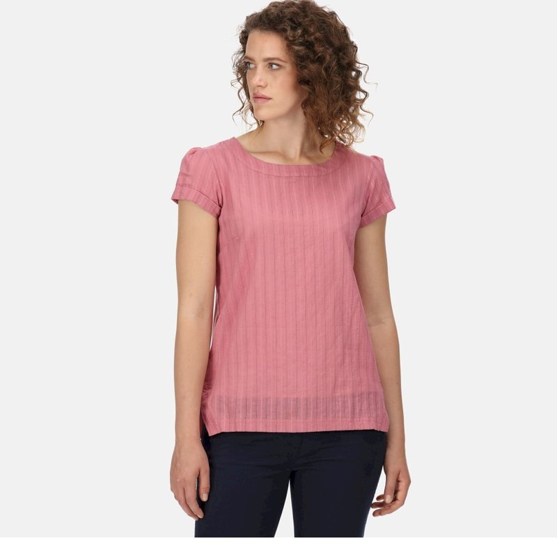 Regatta Womens/ladies Jaelynn Dobby Cotton T-shirt In Pink