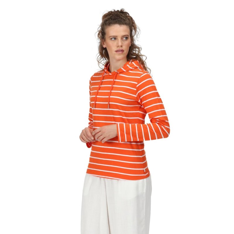 Regatta Womens/ladies Maelys Stripe Hoodie In Orange