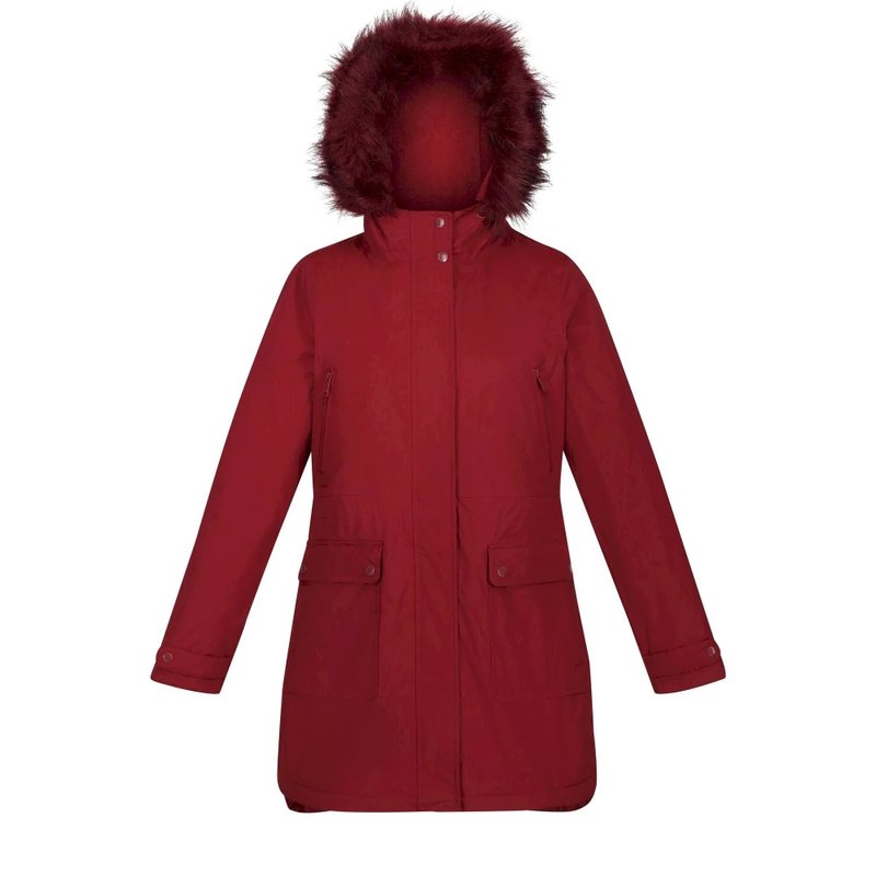 Regatta Womens/ladies Sabinka Faux Fur Trim Parka Jacket In Red