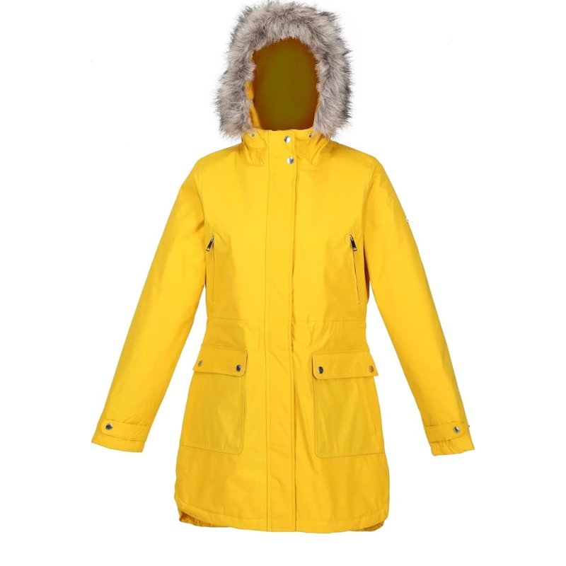 Shop Regatta Womens/ladies Sabinka Faux Fur Trim Parka Jacket In Yellow