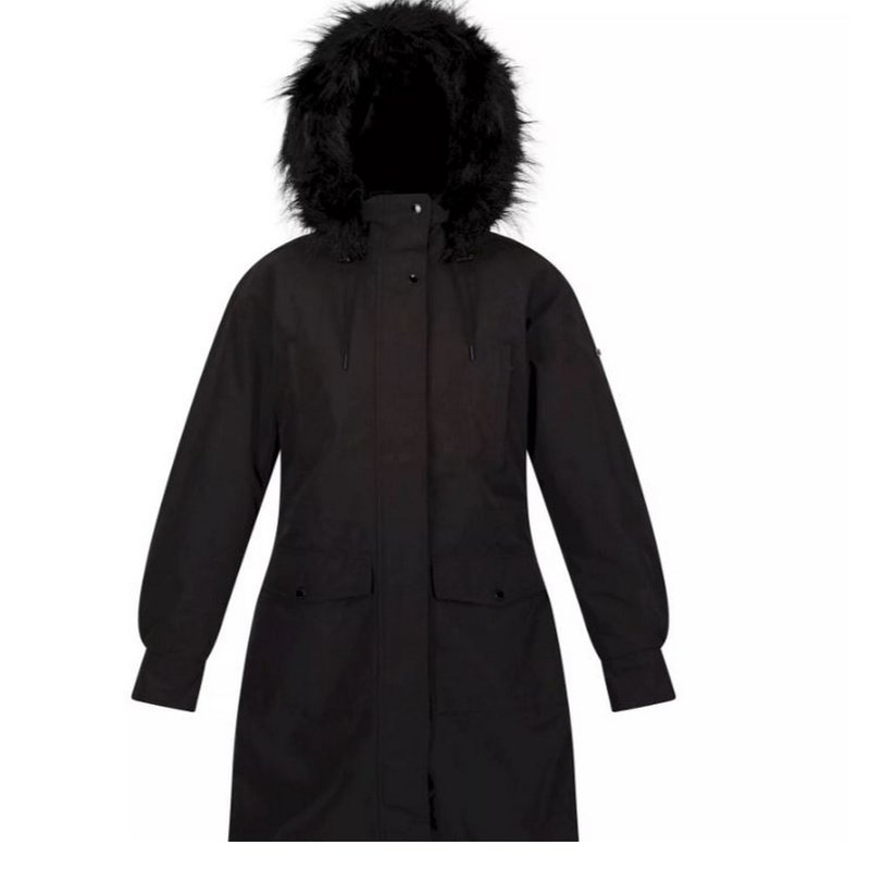 Regatta Womens/ladies Shiloh Faux Fur Trim Parka Jacket In Black