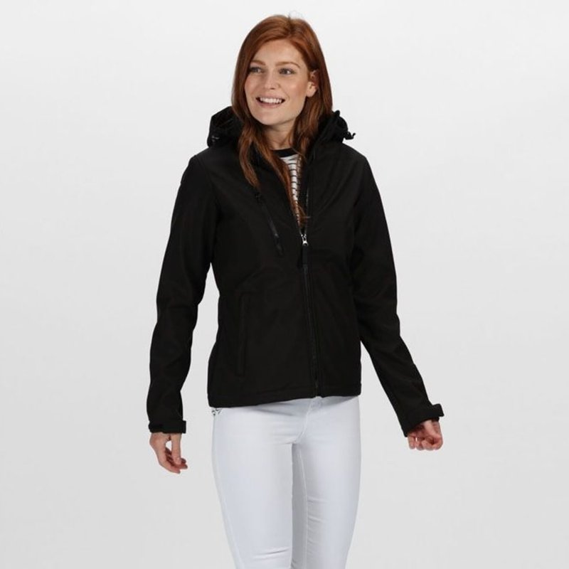 Regatta Womens/ladies Venturer Hooded Soft Shell Jacket In Black
