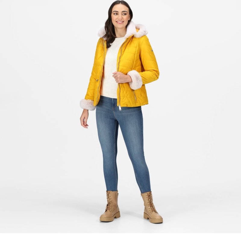 Regatta Womens/ladies Willabella Faux Fur Trim Jacket In Yellow