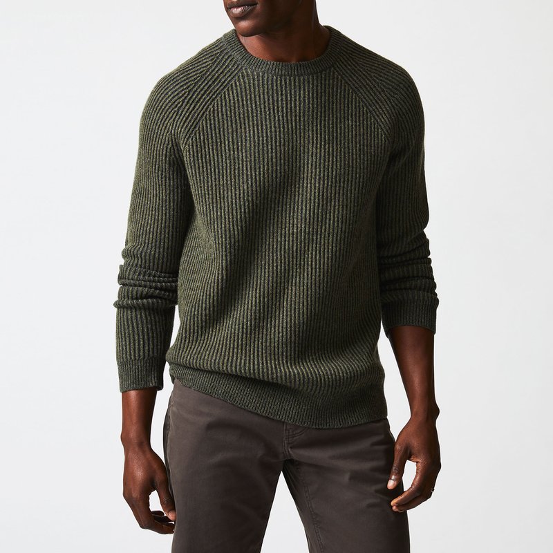 Shop Reid Fisherman Rib Crew Sweater In Green
