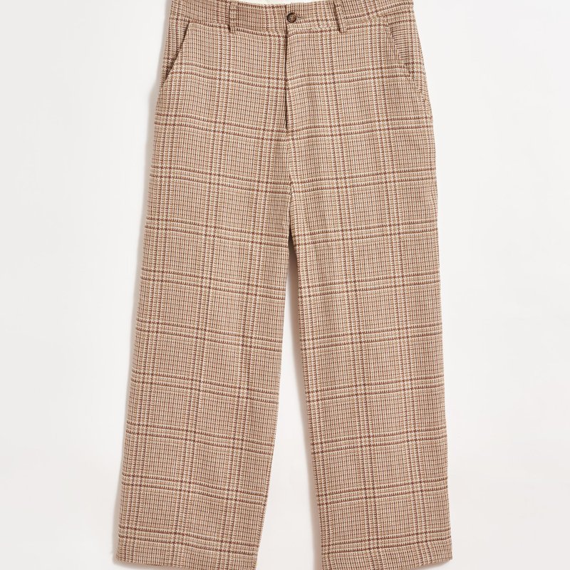 Shop Billy Reid Plaid Cropped Flat Front Trouser In Brown
