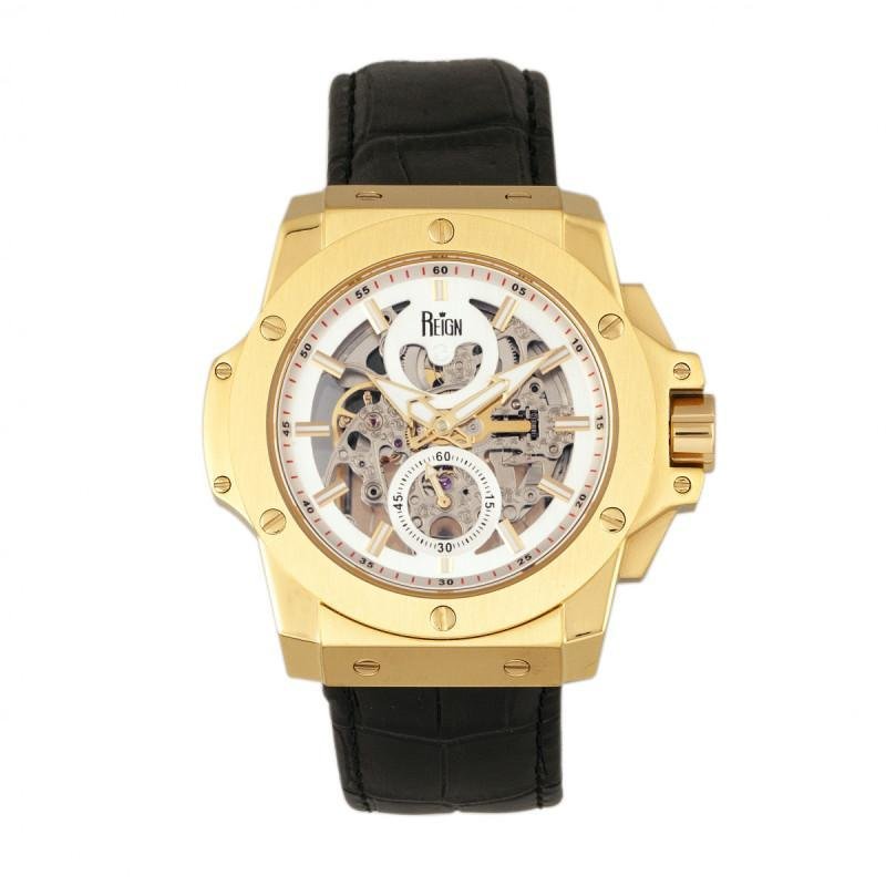 Reign Watches Reign Commodus Automatic Skeleton Men's Watch In Gold