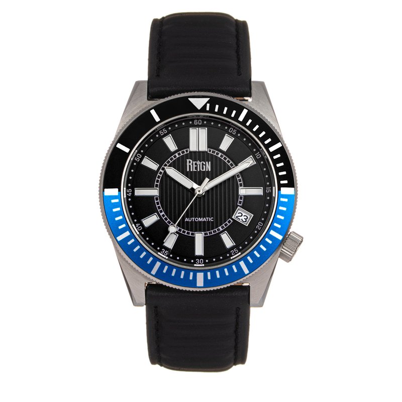 Shop Reign Francis Leather-band Watch W/date In Blue