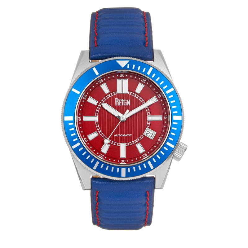 Shop Reign Francis Leather-band Watch W/date In Red