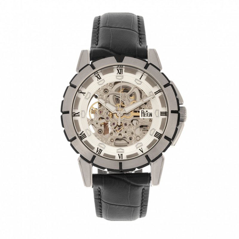 Reign Watches Reign Philippe Automatic Skeleton Leather-band Watch In Black