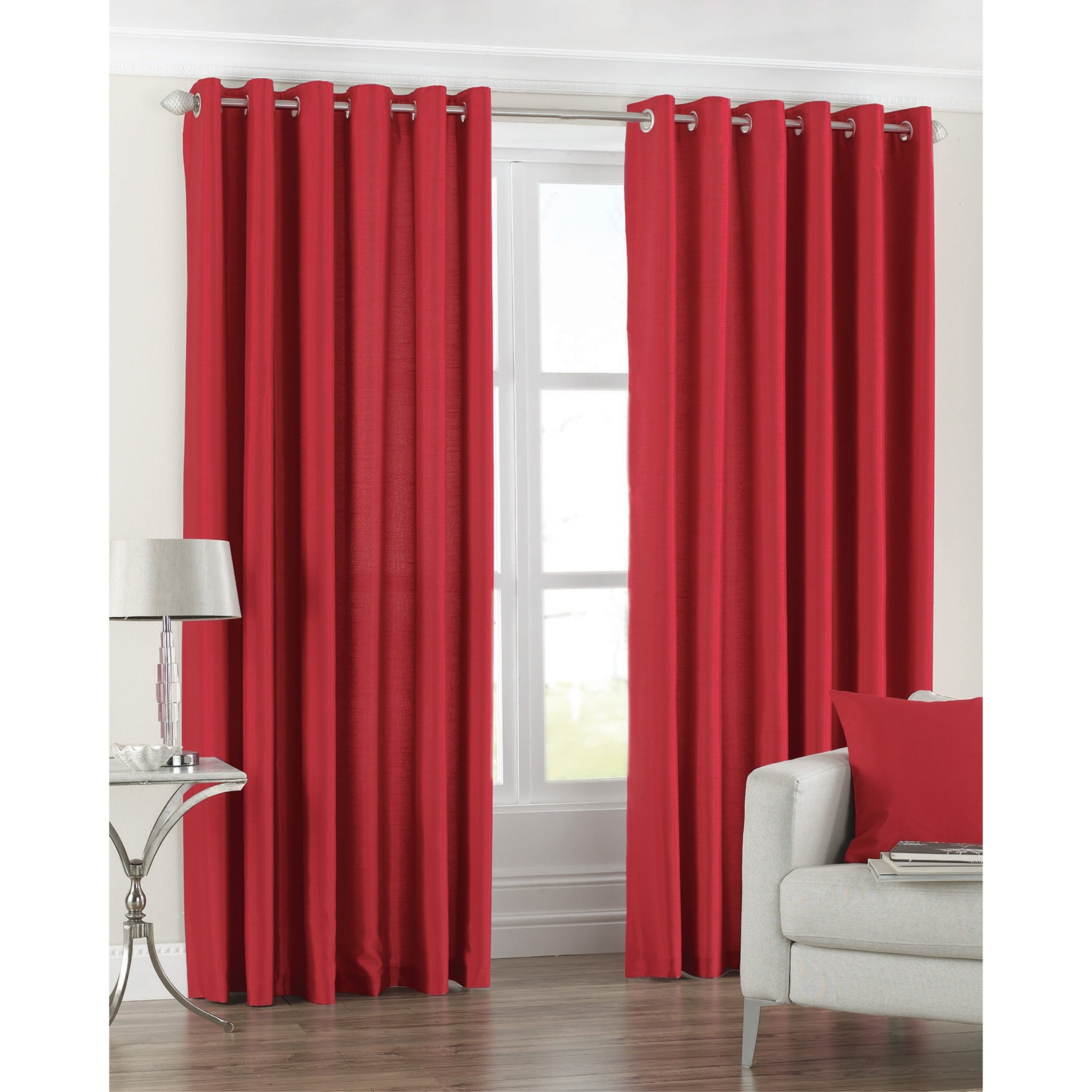 Riva Home Fiji Faux Silk Ringtop Curtains Red 90 X 72 Inch Modesens