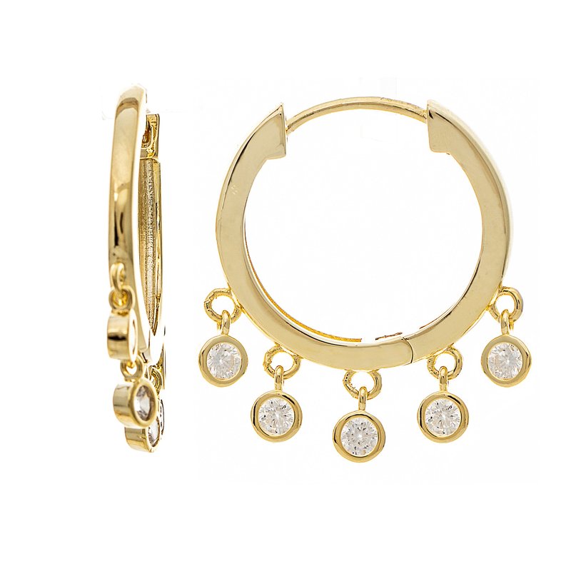 Shop Rivka Friedman Clear Cz Dangle Hoop Earrings In Gold
