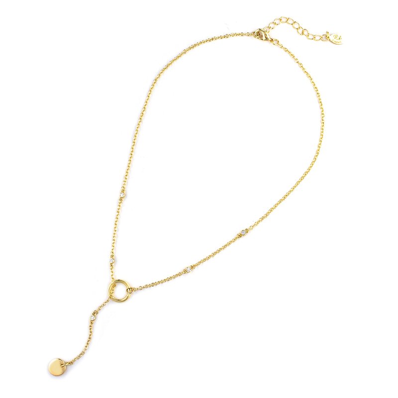 Rivka Friedman Cubic Zirconia Circle Lariat Necklace In Gold