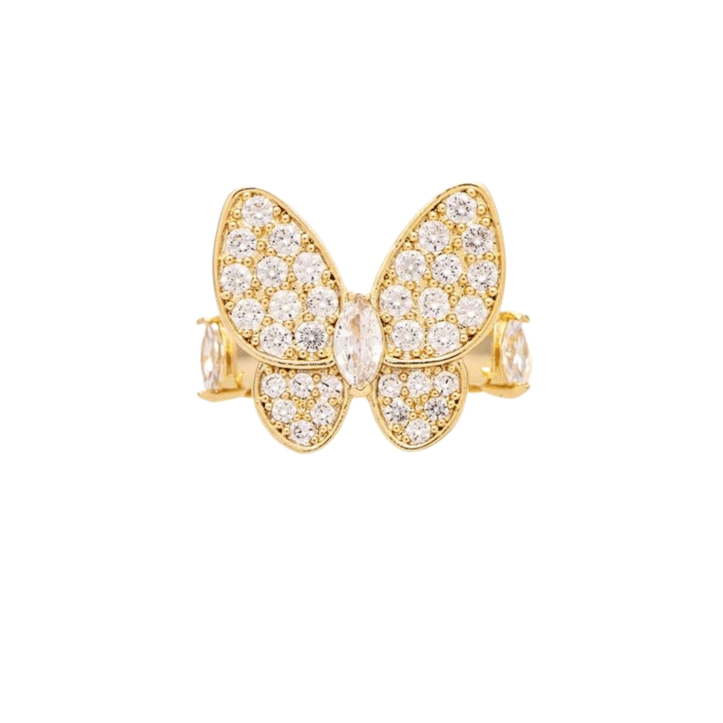 Rivka Friedman Cubic Zirconia Encrusted Butterfly Ring In Gold
