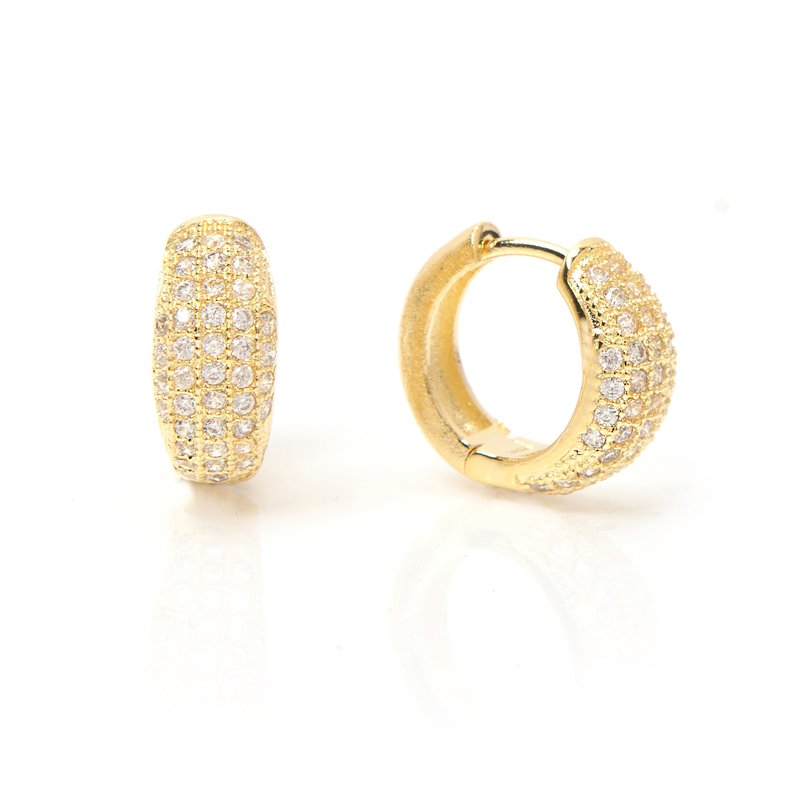 Rivka Friedman Cubic Zirconia Encrusted Hoop Earrings In Gold