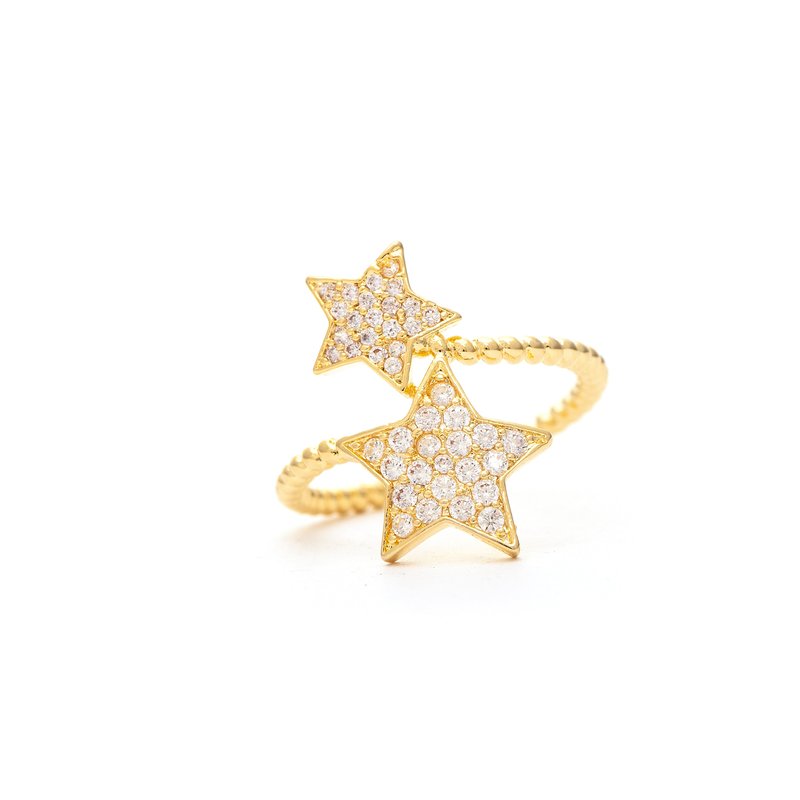 Rivka Friedman Cubic Zirconia Encrusted Star Wrap Ring In Gold