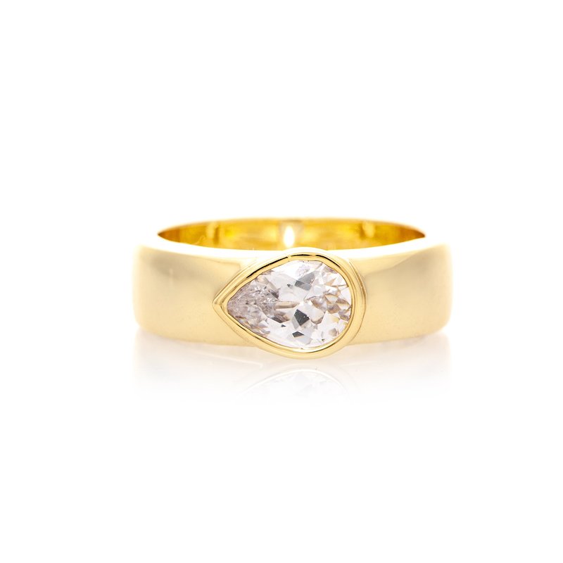 Shop Rivka Friedman Cubic Zirconia Pear Band Ring In Gold