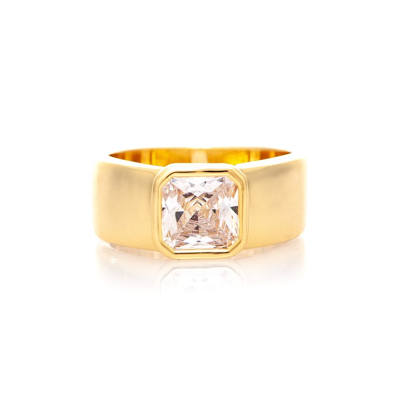 Rivka Friedman Cubic Zirconia Princess Cut Band Ring In Gold