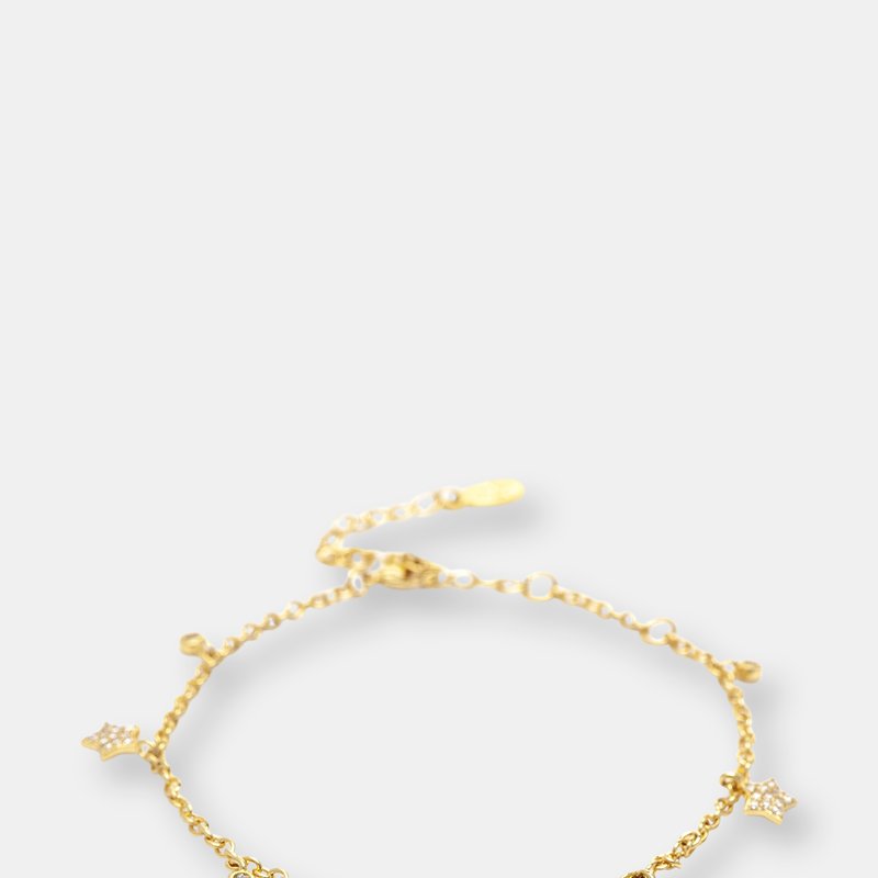 Rivka Friedman Cubic Zirconia Star Charm Bracelet In Gold