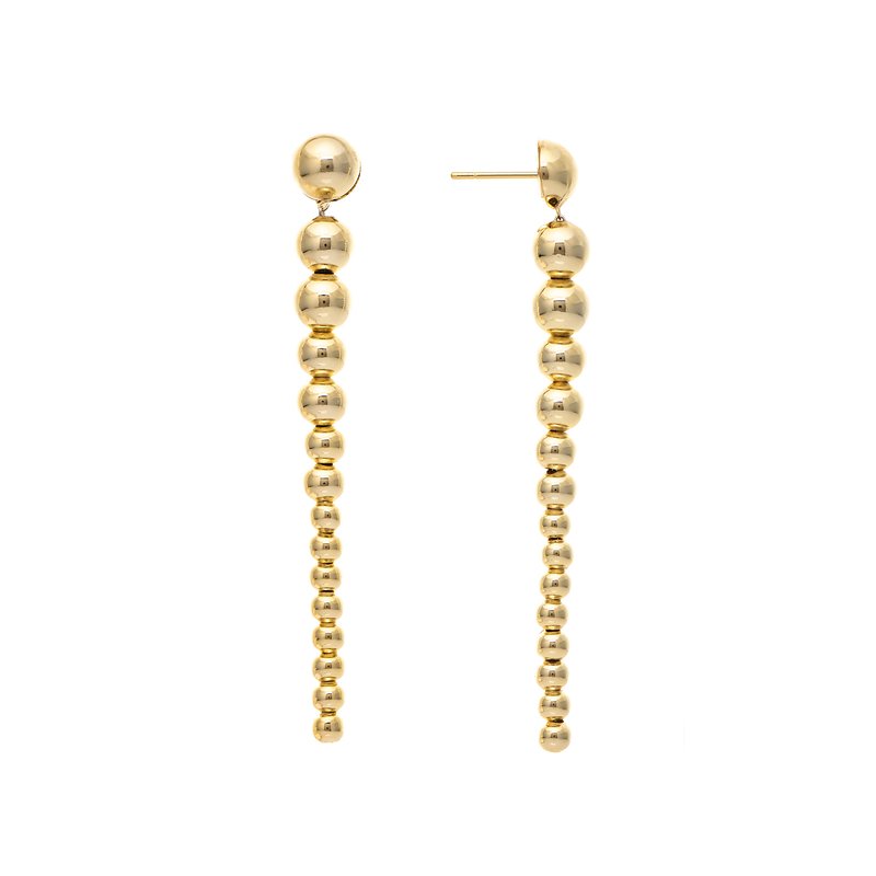 Rivka Friedman Graduated Polished Bead Drop Earrings In Gold