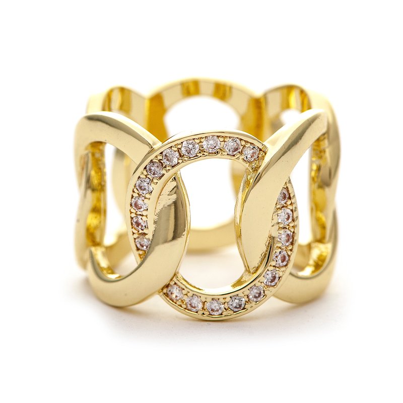 Rivka Friedman Interlaced Circle With Cubic Zirconia Accent Band Ring In White