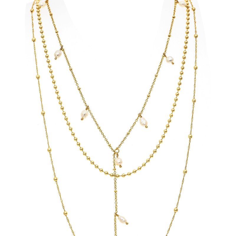 Rivka Friedman Layered Pearl + Bead Chain Necklace Set In Gold