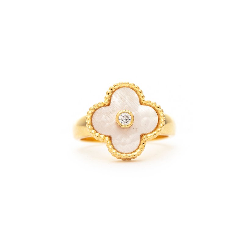 Rivka Friedman Mother Of Pearl Clover Ring In Gold