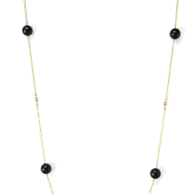 Rivka Friedman Onyx + Cubic Zirconia Station Necklace In Gold
