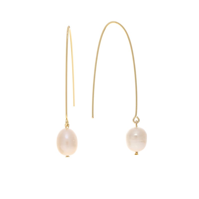 Rivka Friedman Pearl Threader Earrings In Gold