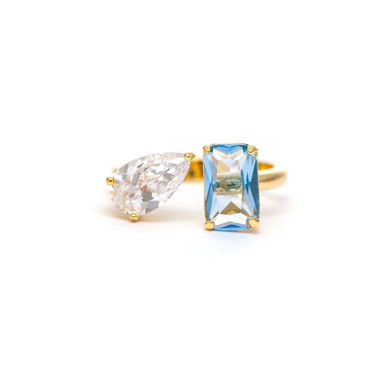 Rivka Friedman Periwinkle Crystal + Cubic Zirconia Open Band Ring In Gold