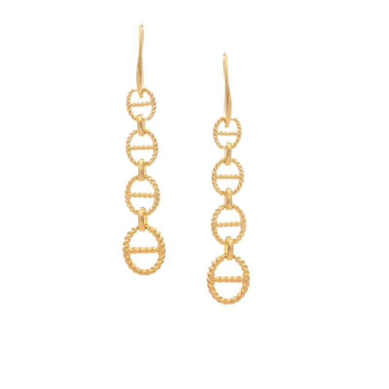 Rivka Friedman Polished Marine Link Dangle Earrings In Gold