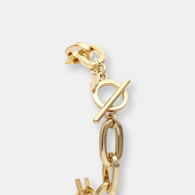 Shop Rivka Friedman Polished Paper Clip Toggle Bracelet In Gold