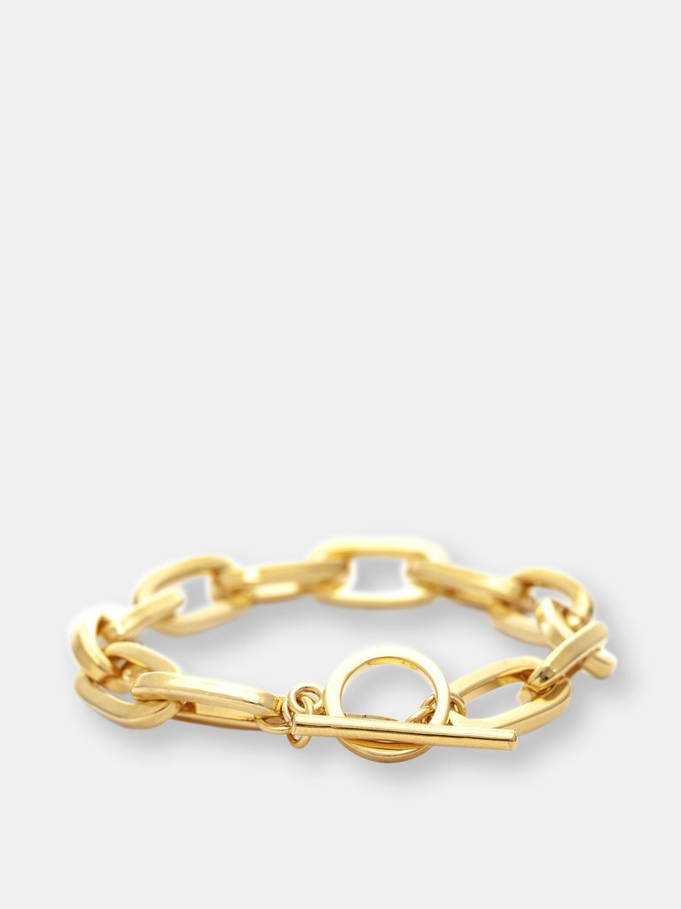 Polished Paper Clip Toggle Bracelet - Gold