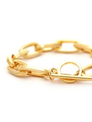 Polished Paper Clip Toggle Bracelet - Gold
