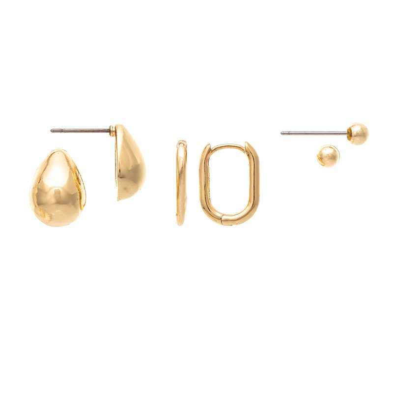 Rivka Friedman Polished Three Earring Set In Gold