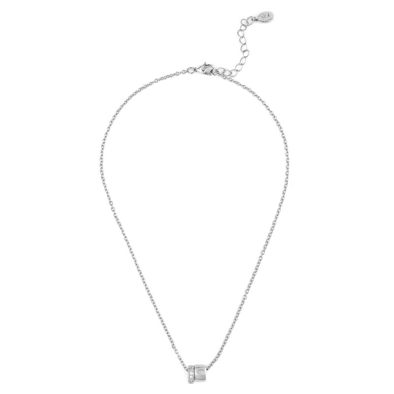 Rivka Friedman Rhodium Pave + Polished Ring Pendant Necklace In White