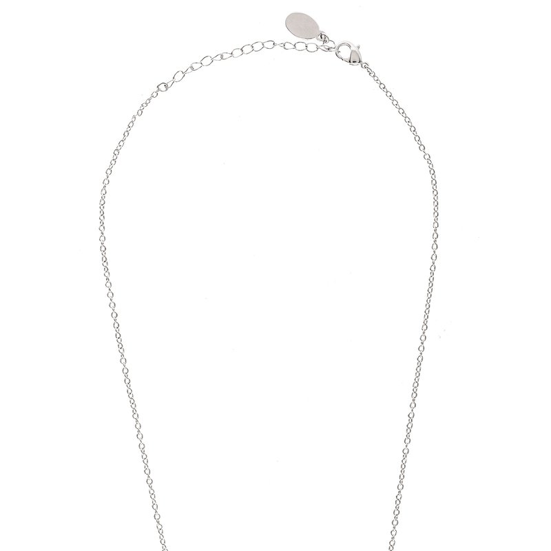 Rivka Friedman Rhodium Polished Bar Station Necklace In Grey