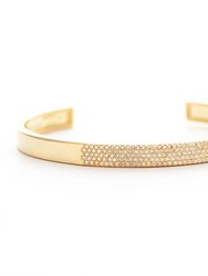 Satin Bangle With Encrusted Cubic Zirconia Accent - Gold