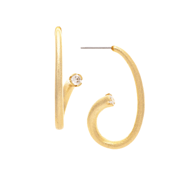 Rivka Friedman Satin Tube Cubic Zirconia End Cap Earrings In Gold
