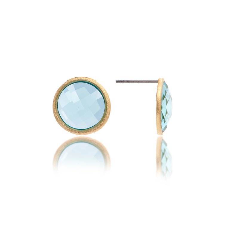 Rivka Friedman Sky Blue Bezel Stud Earrings In Gold
