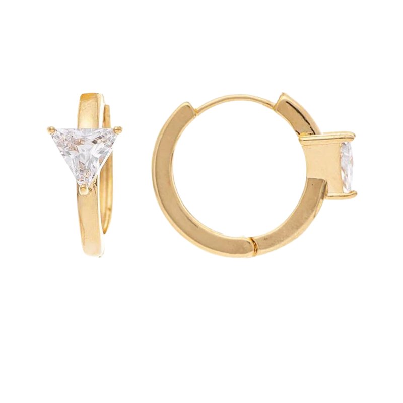 Shop Rivka Friedman Triangle Cubic Zirconia Prong Set Huggie Hoop Earrings In Gold