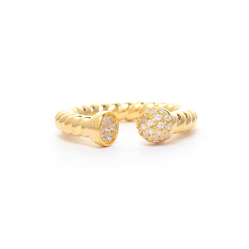 Rivka Friedman Twisted Shank Cubic Zirconia Band Ring In Gold