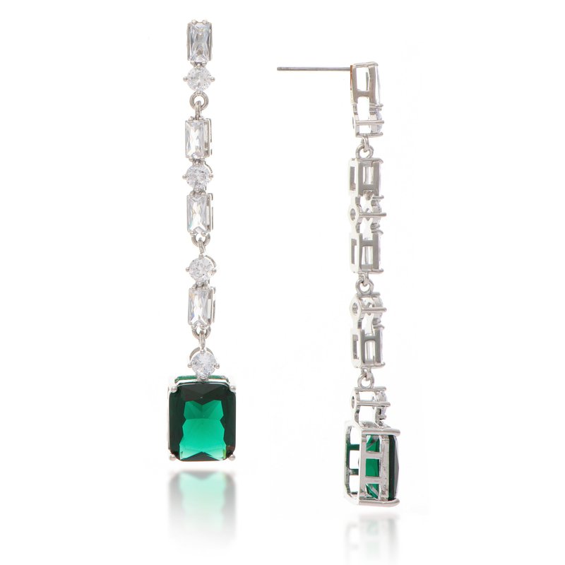Rivka Friedman Emerald Crystal Cubic Zirconia Earrings In Green
